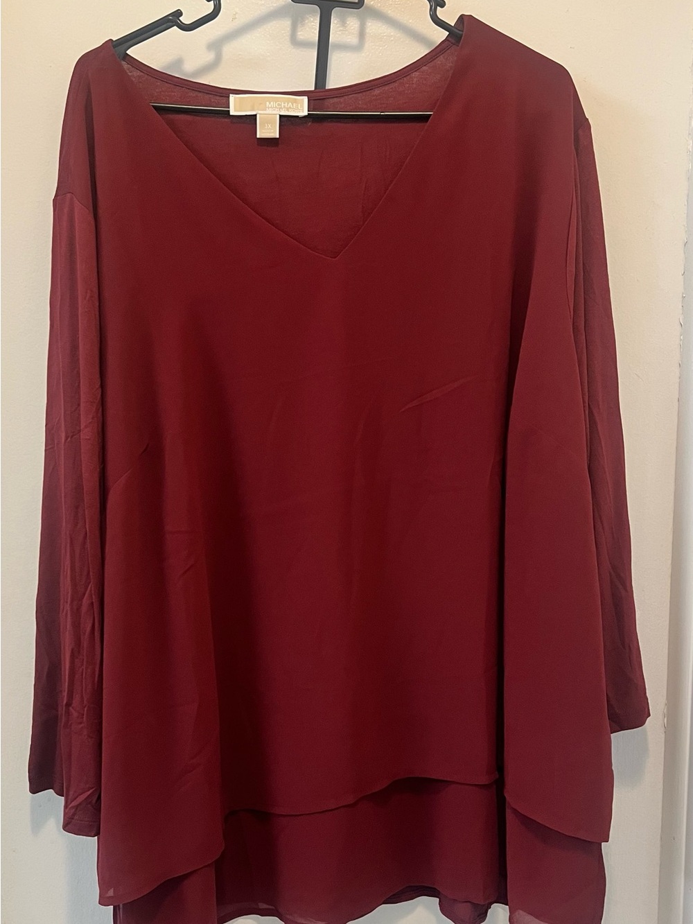 Michael Kors Women's Layered V-Neck Blouse - Wine
